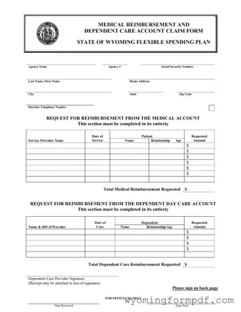 Wyoming Medical Reimbursement Template in PDF