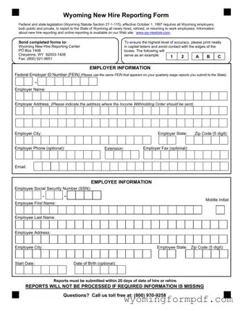 Wyoming New Hire Reporting Template in PDF