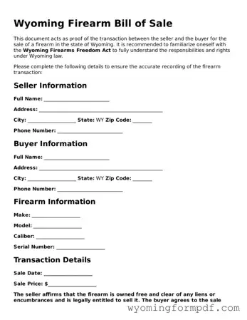 Free Firearm Bill of Sale Form for Wyoming State