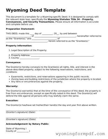 Free Deed Form for Wyoming State