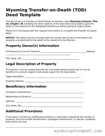Free Transfer-on-Death Deed Form for Wyoming State