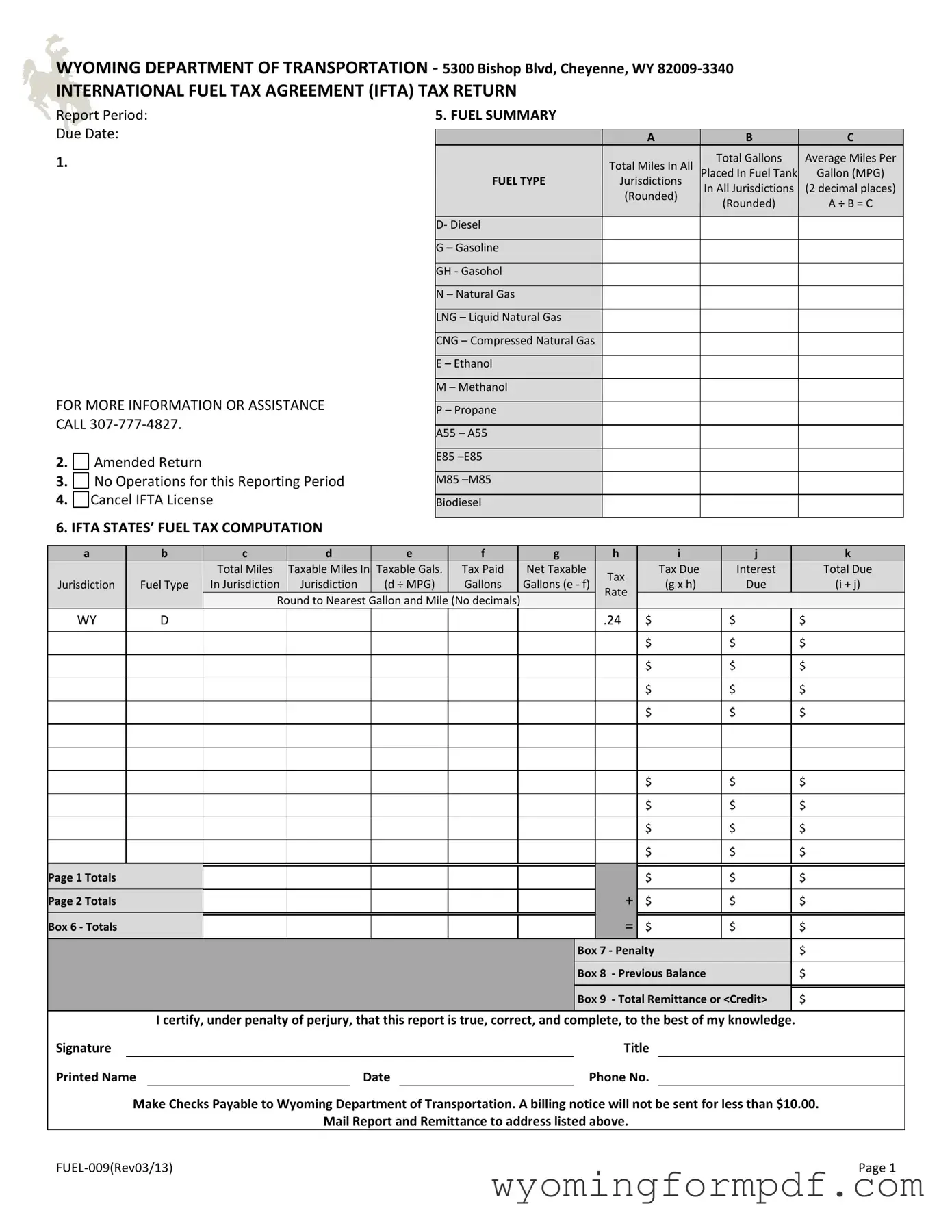 Wyoming Ifta Template in PDF