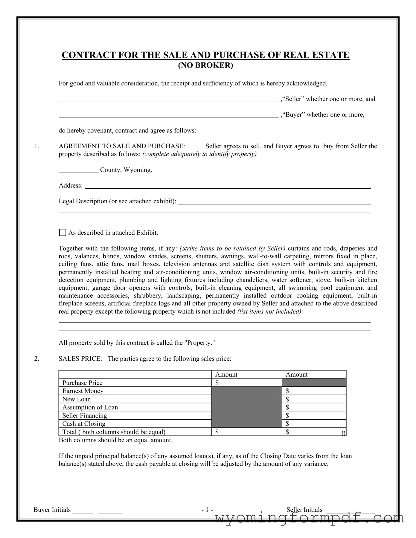 Wyoming Real Estate For Sale Template in PDF